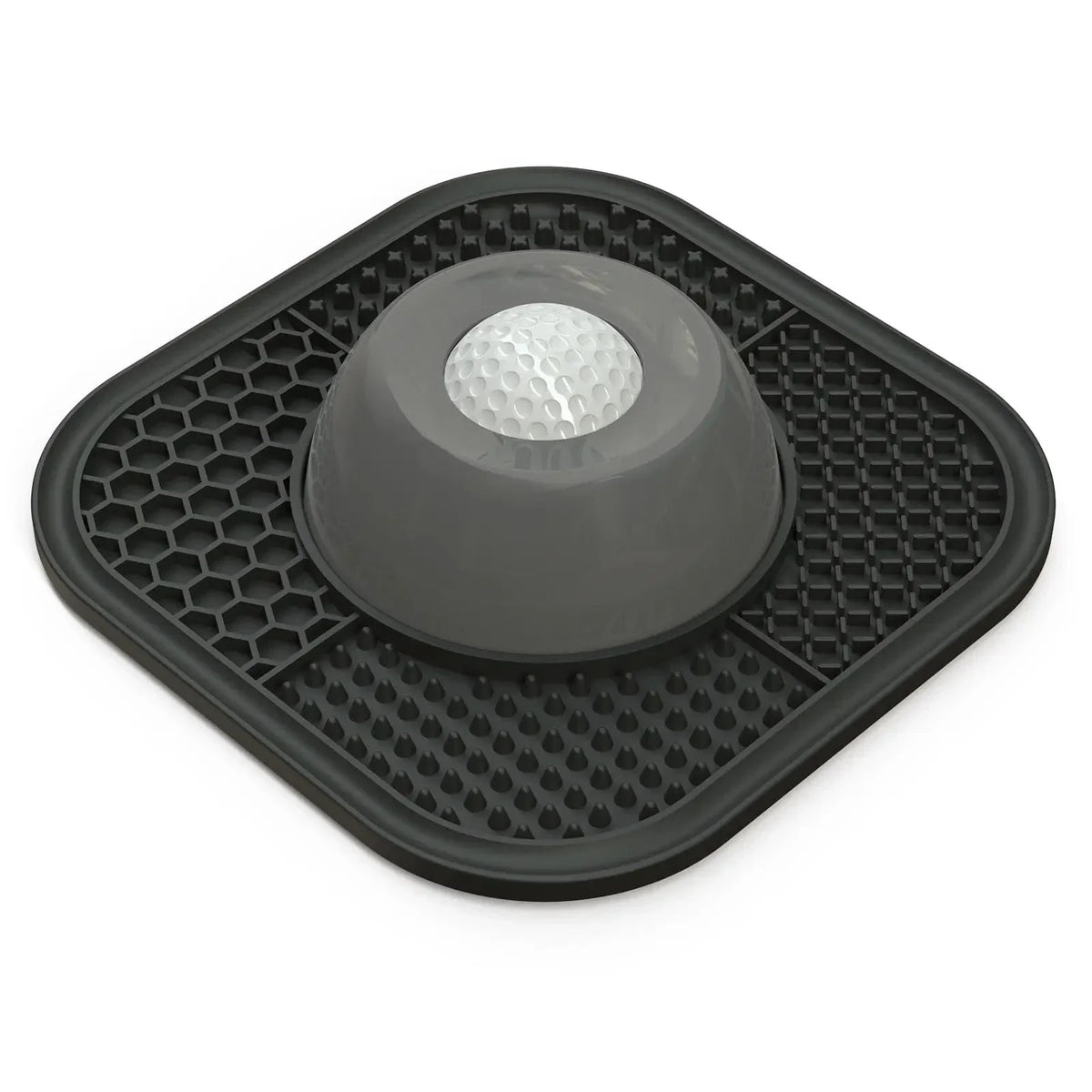 Black Noblias lick mat slow feeder dog bowl with the rolling ball on top of the dome.
