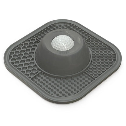 Gray Noblias lick mat slow feeder dog bowl with the rolling ball on top of the dome.