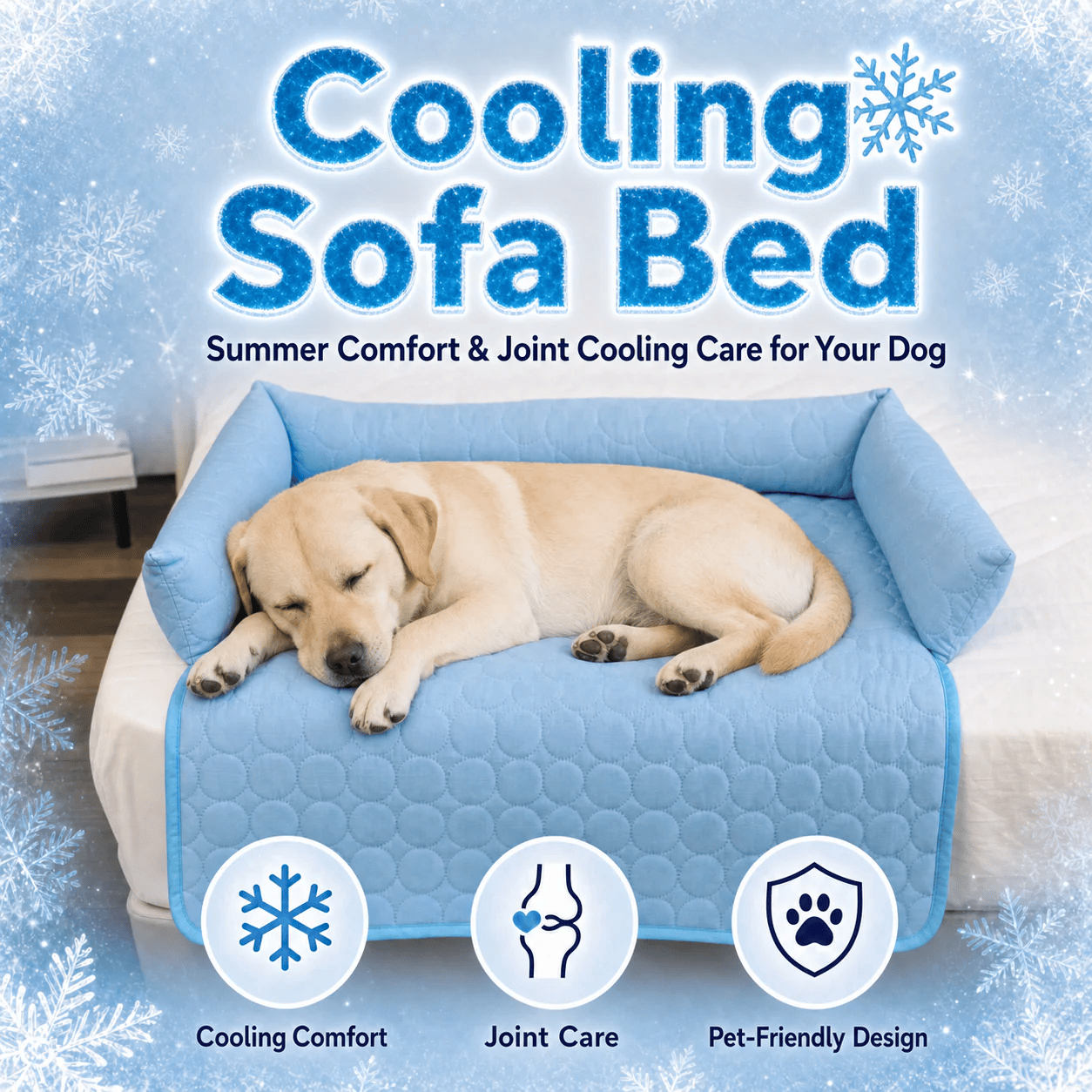 Blue Noblias Cooling Sofa Bed with plush cushions and modern design, perfect for lounging and sleeping.