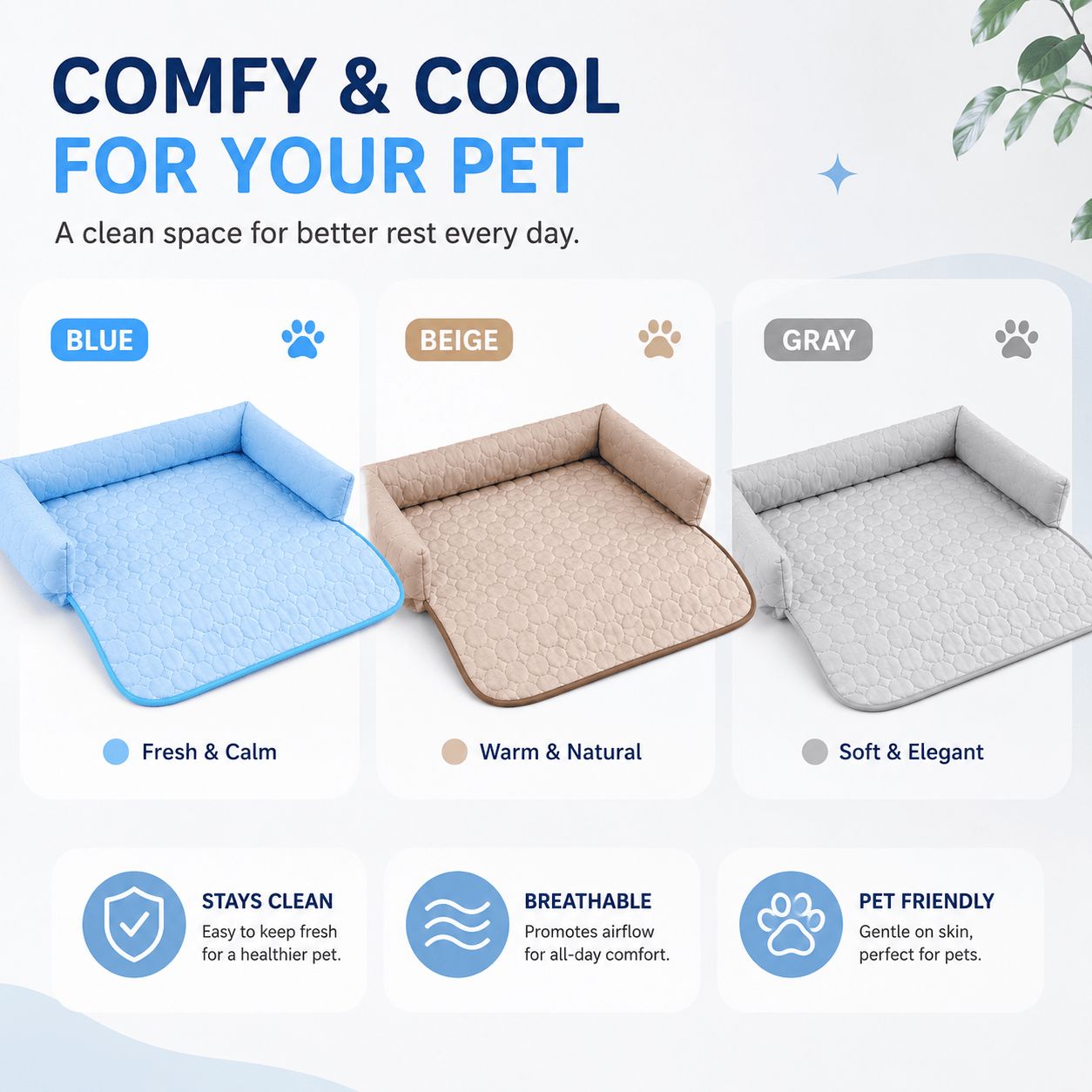 Blue Noblias Cooling Sofa Bed with plush cushions and sleek design, ideal for lounging and guest sleeping.