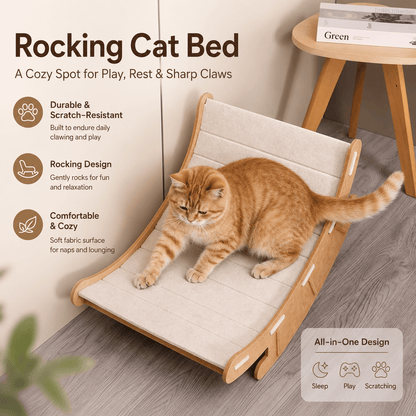 Green Noblias premium cat rocking bed and scratching lounge with cozy design and textured scratching surface for cats.