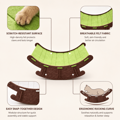 Noblias premium cat rocking bed and scratching lounge with soft fabric and sturdy structure for comfort and play.