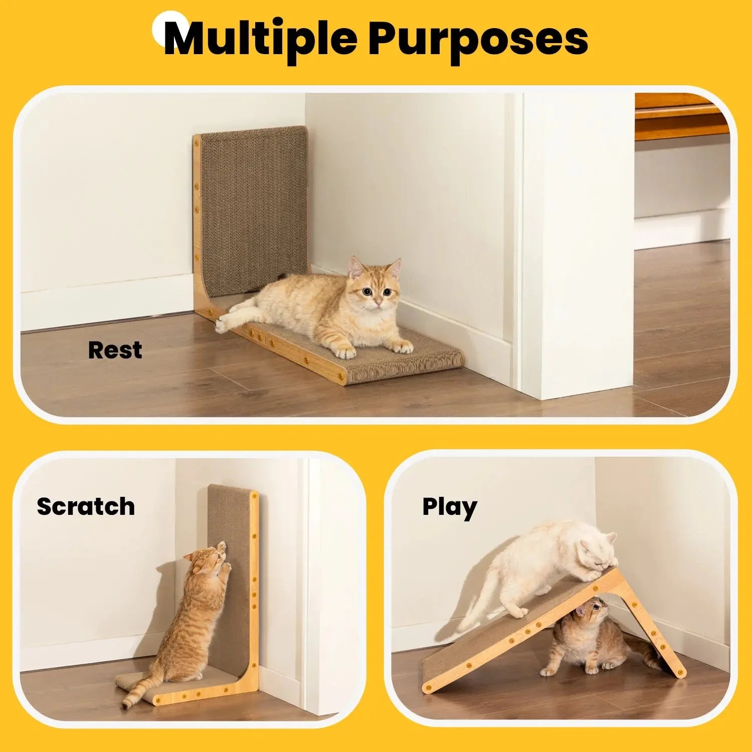 Noblias cardboard scratching board for indoor cats, featuring a sturdy corrugated surface for scratching and play.