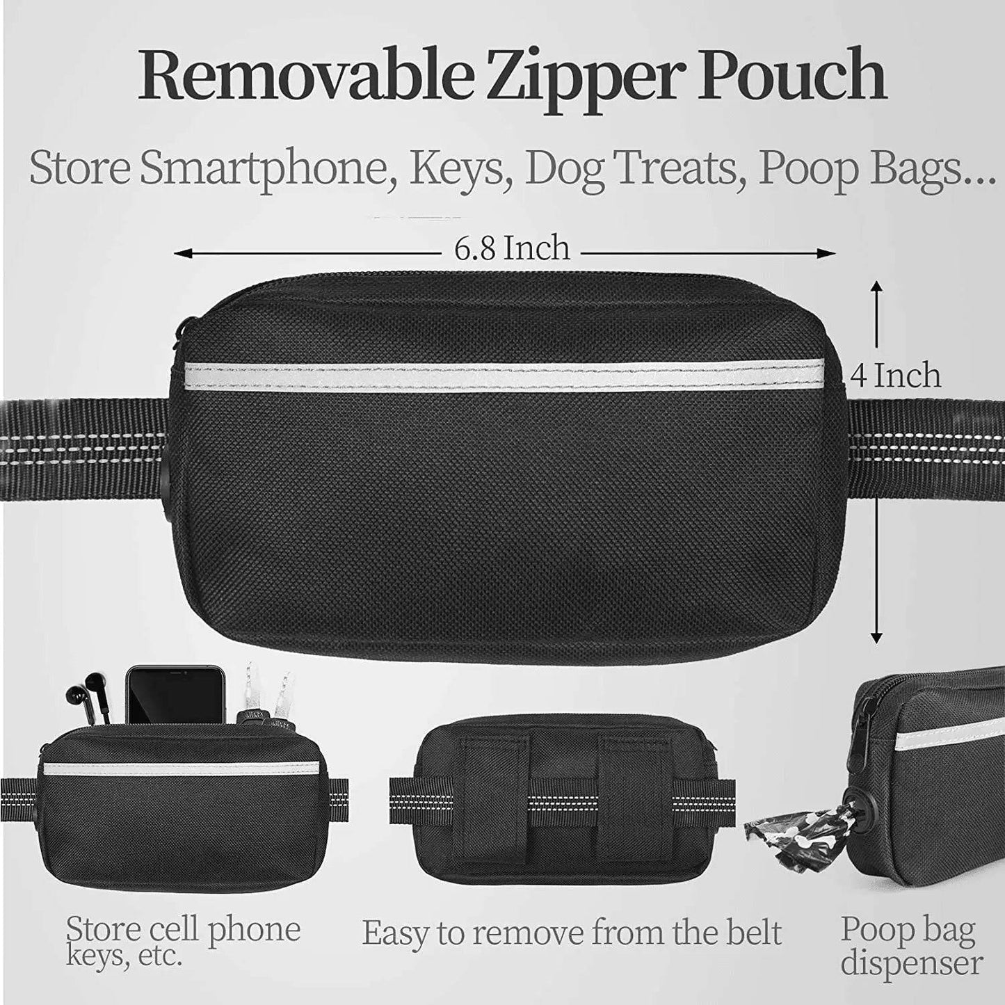 Peacock blue Noblias hands-free bungee dog leash with soft handles and storage pouch for secure walks.
