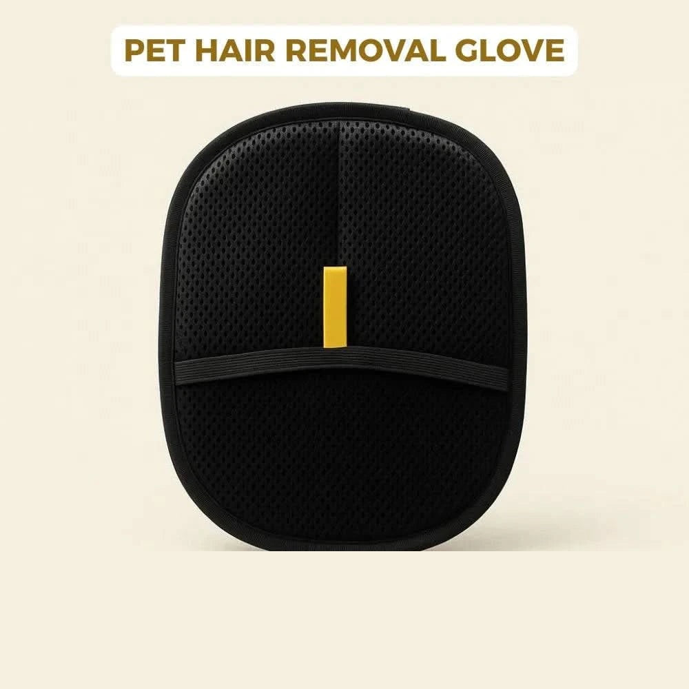 Black Noblias pet hair remover glove shown from the front with its deep clean mesh face.