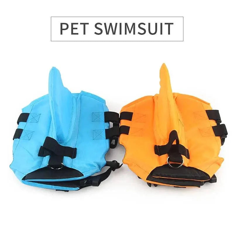 Blue Noblias dog swim vest with shark design, XS size, safety life jacket for pets during swimming or water activities.