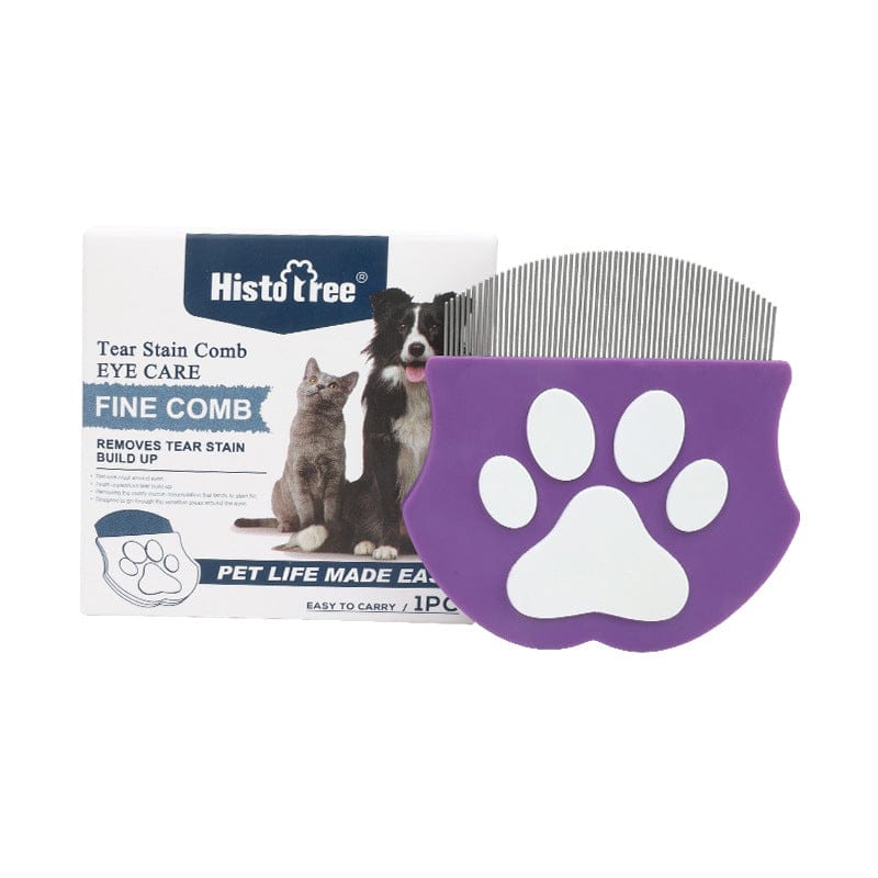 Purple Noblias pet face cleaning brush with soft bristles for gentle grooming of cats and dogs.