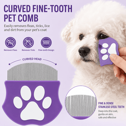 Purple Noblias pet face cleaning brush with soft bristles for gentle facial grooming of cats and dogs.