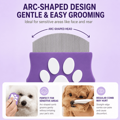 Noblias Pet Face Cleaning Brush with purple handle, gentle bristles for cleaning pets' faces and facial areas.