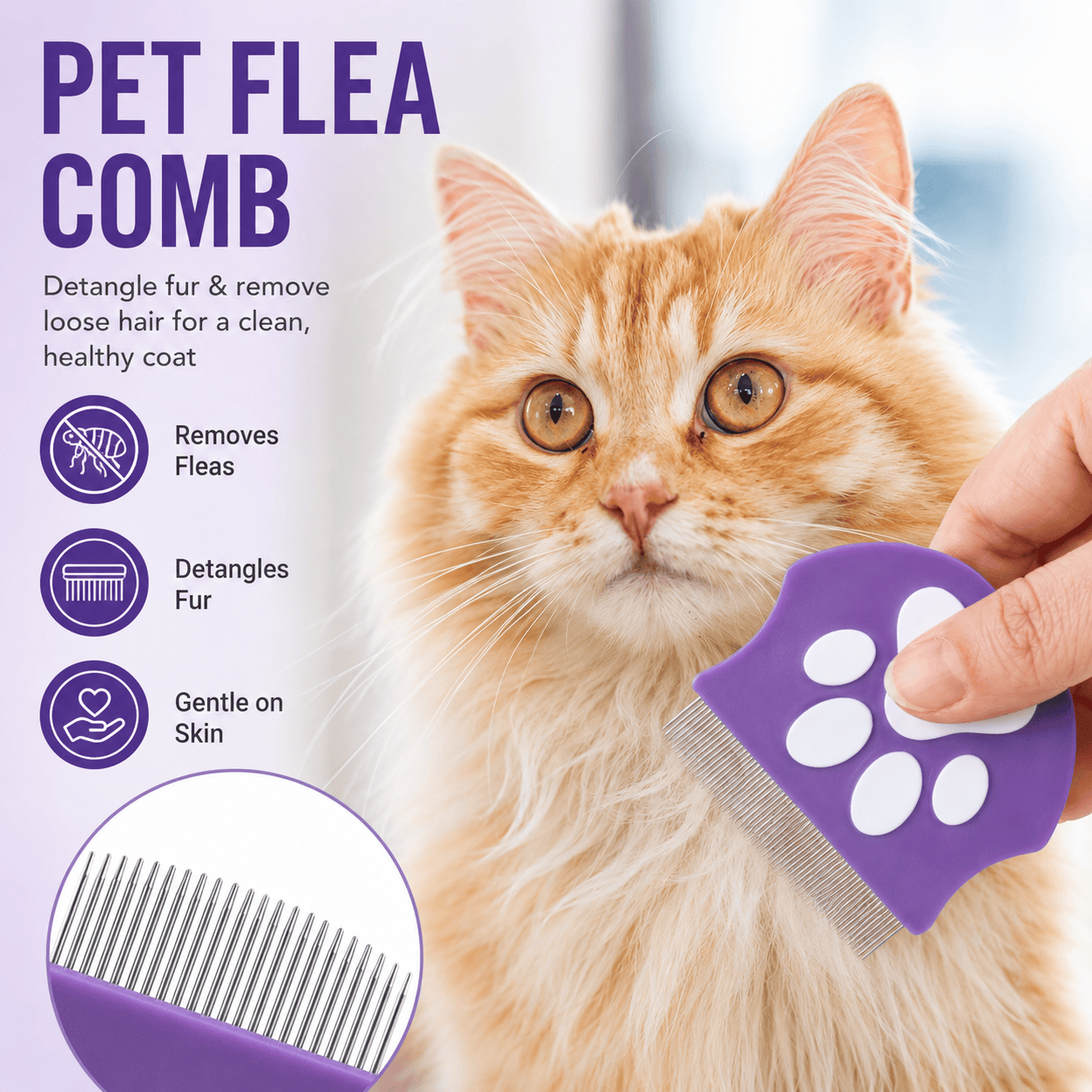 Purple Noblias Pet Face Cleaning Brush with soft bristles for gentle facial grooming of dogs and cats.