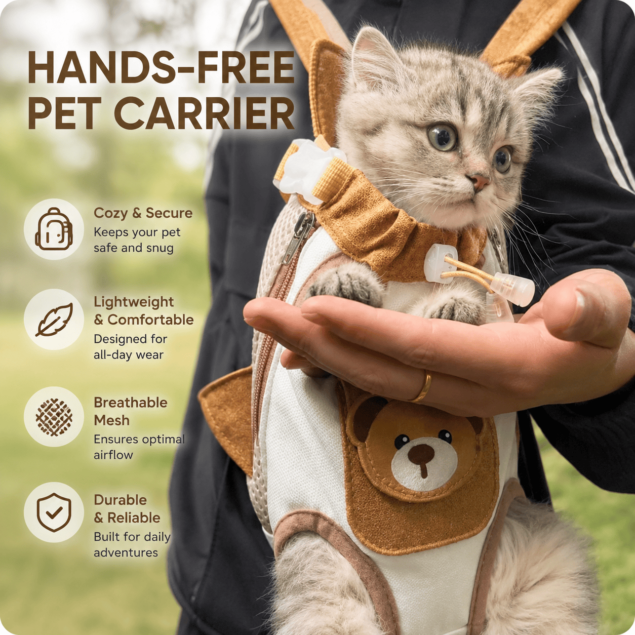 Noblias dog backpack carrier with mesh sides and adjustable straps, designed for comfortable pet transportation.