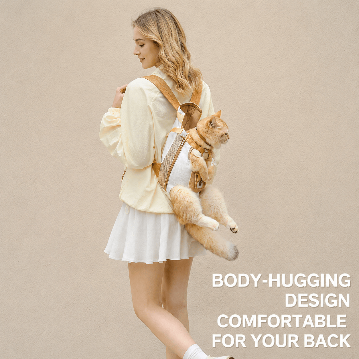 Noblias dog backpack carrier with mesh sides and adjustable straps for comfortable pet transport.