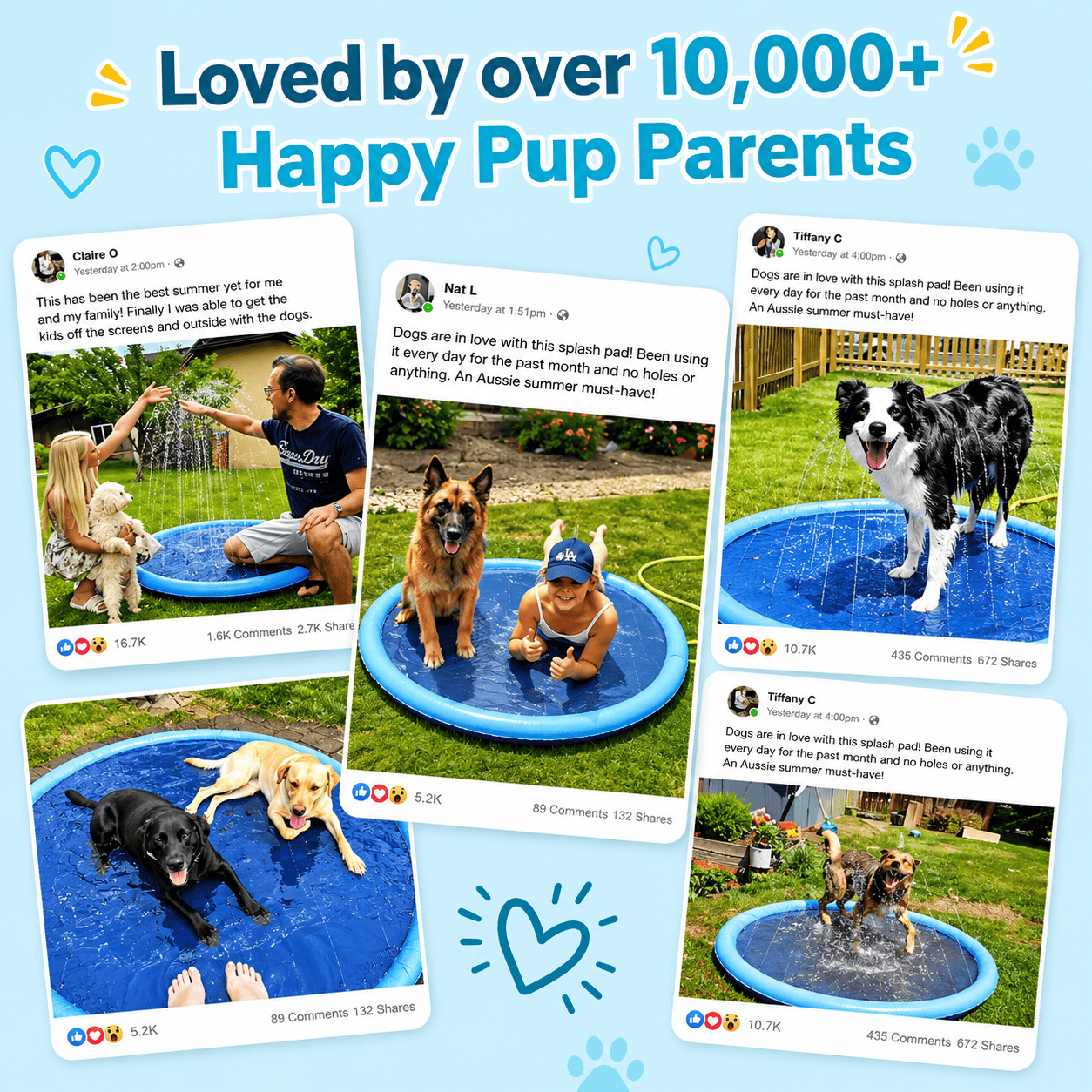 Noblias Splash Cooling Dog Splash Pad with water spray features for outdoor fun and refreshing play for dogs.