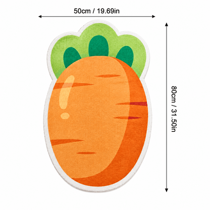 Carrot design cat scratcher wall pad with its 50 cm width and 80 cm height marked.