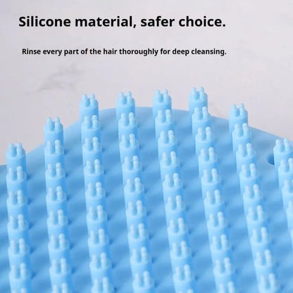 Close-up of the forked blue silicone bristles of the silicone dog bath brush.