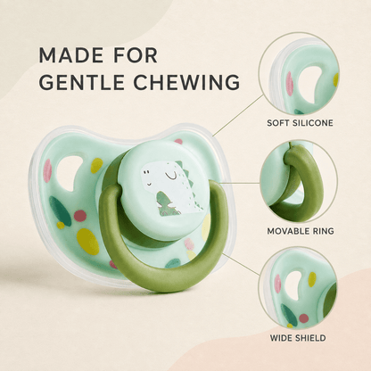 Soft silicone, movable ring and wide shield on the silicone puppy chew toy