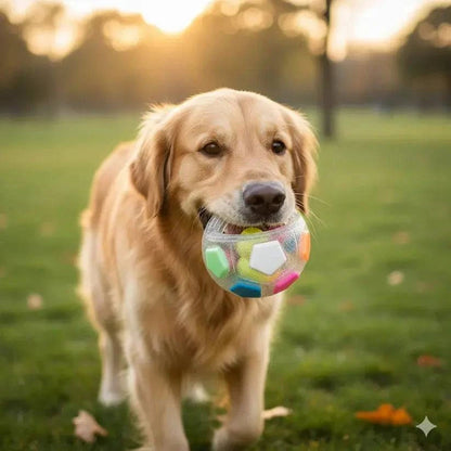 Durable Noblias dog toy ball for stress relief and chewing, made of transparent, tough material for play and entertainment.