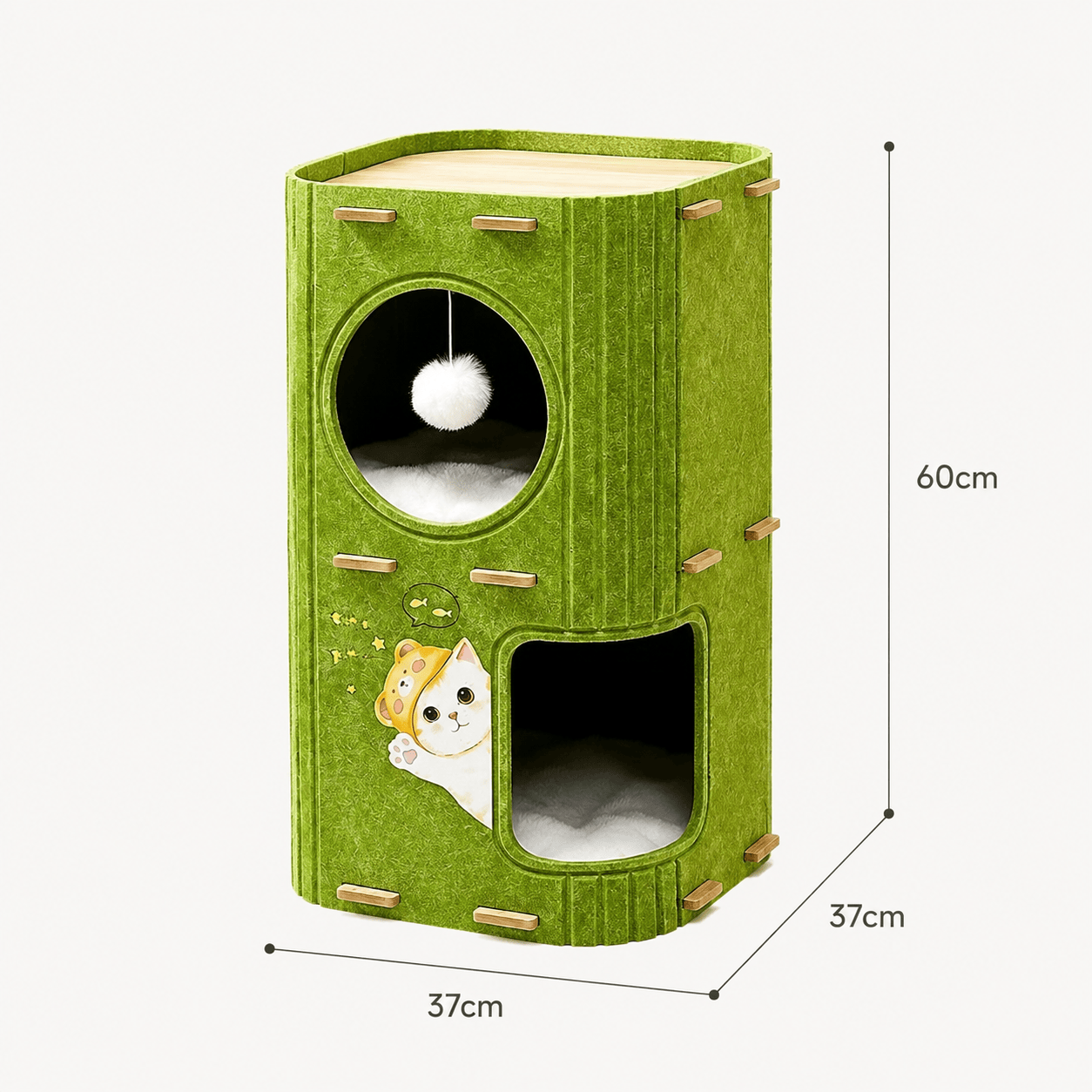 Noblias two-layer cat tree house with scratching post and cozy condo for cats to climb, scratch, and rest.