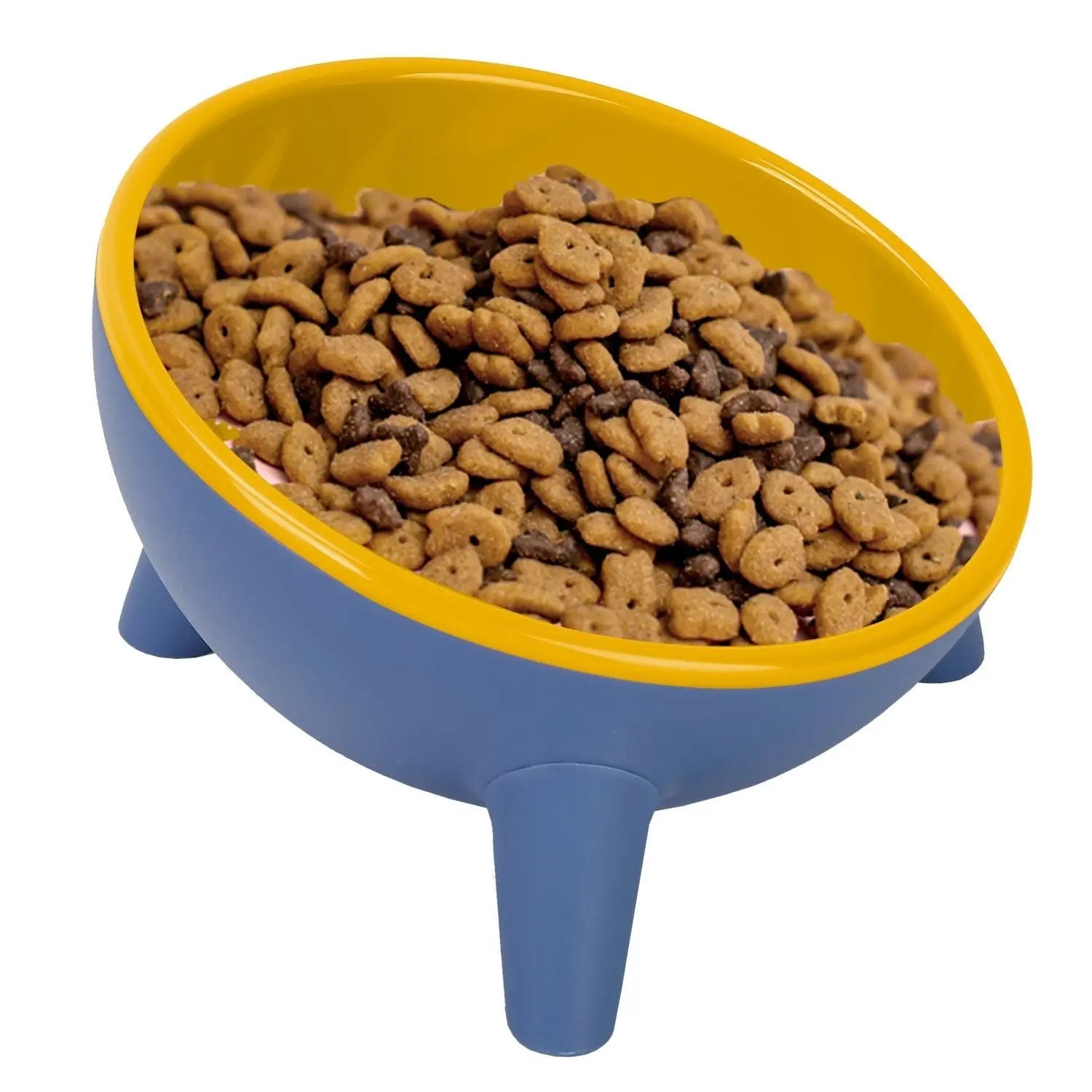 Yellow Noblias raised pet bowl with tilted design for easy feeding, suitable for cats and small dogs.