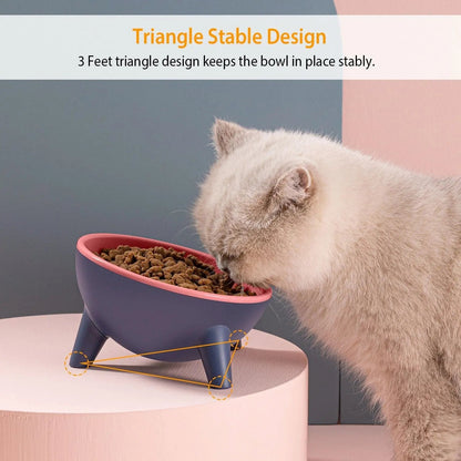 Yellow Noblias raised pet bowl for cats and small dogs, tilted elevated feeding bowl with ergonomic design.