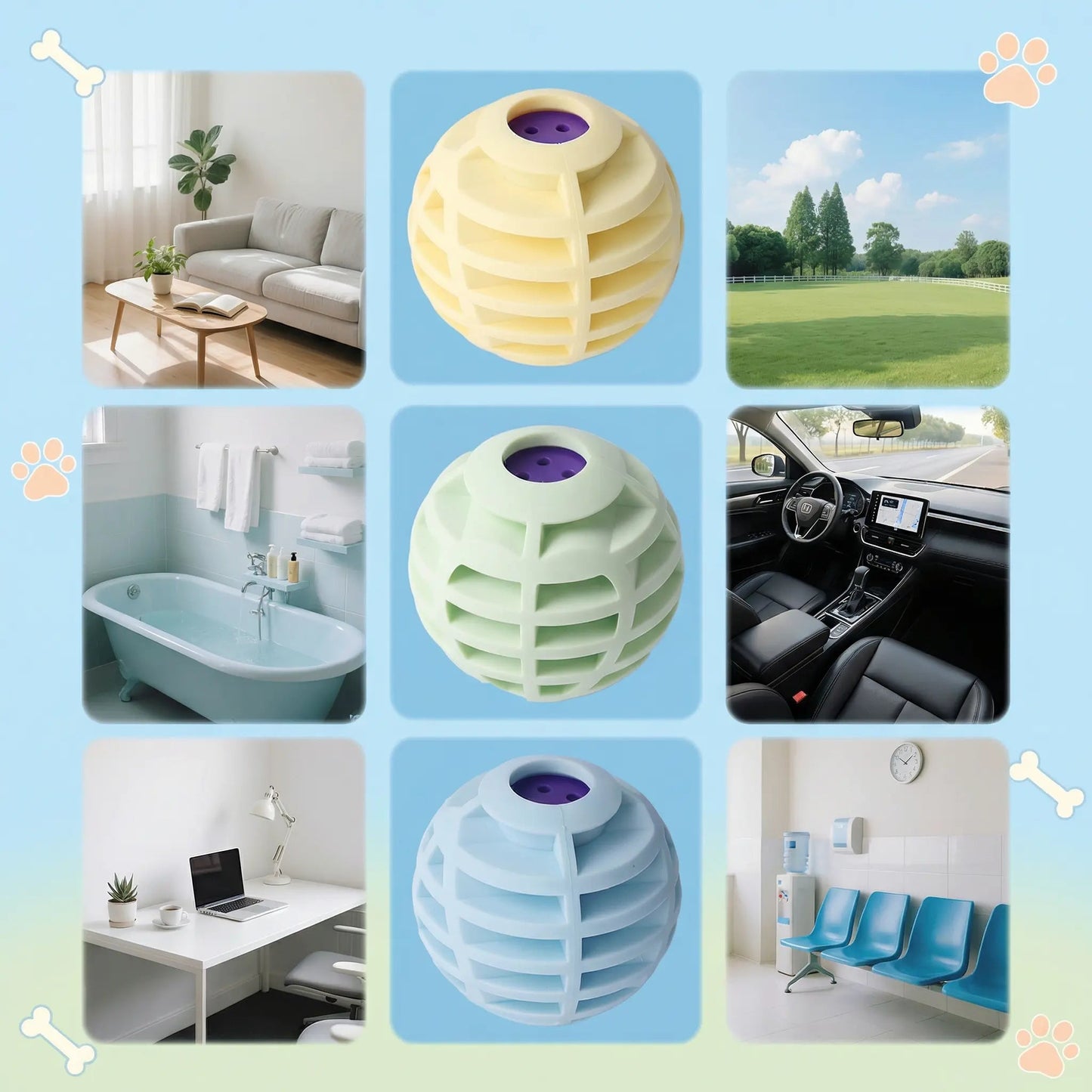 Yellow Noblias squeaky pet ball, an interactive sound toy for dogs and cats, designed for chewing and play.
