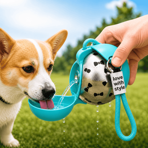 Portable Dog Water Bottle – Leak-Proof Travel Bottle with Bowl